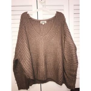 oversized tan knit sweater